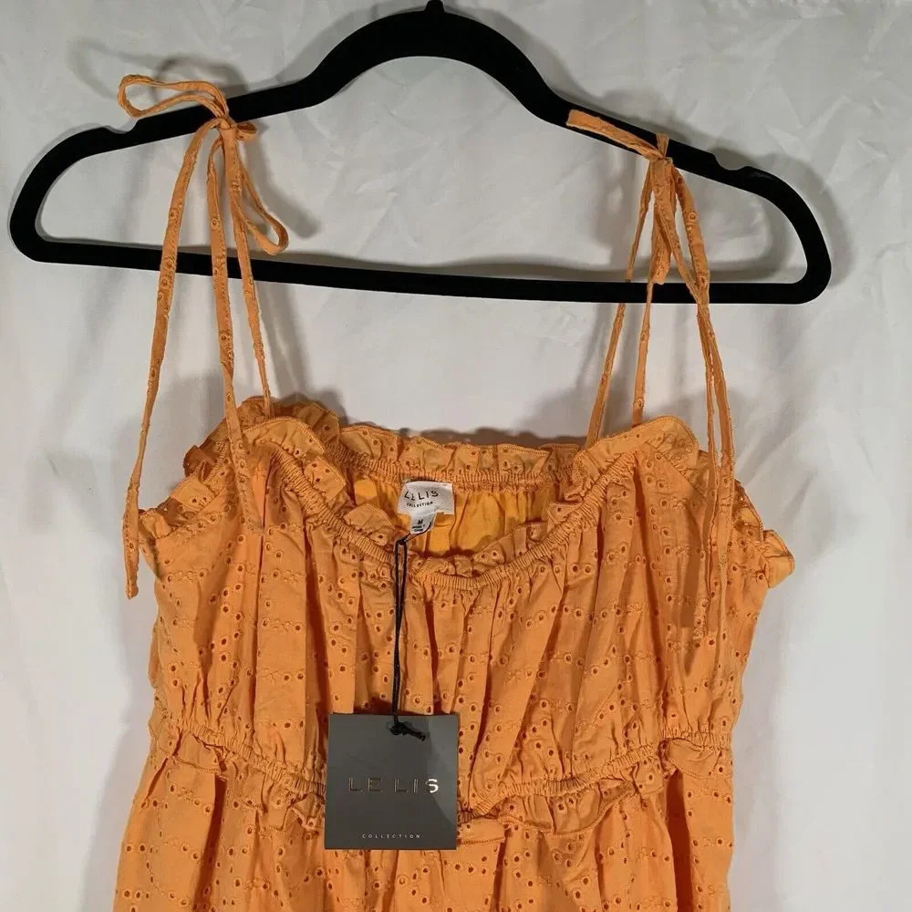 Le Lis Dress Women’s Medium Orange Eyelet Mini Dress NWT Cotton Blend - Picture 2 of 10